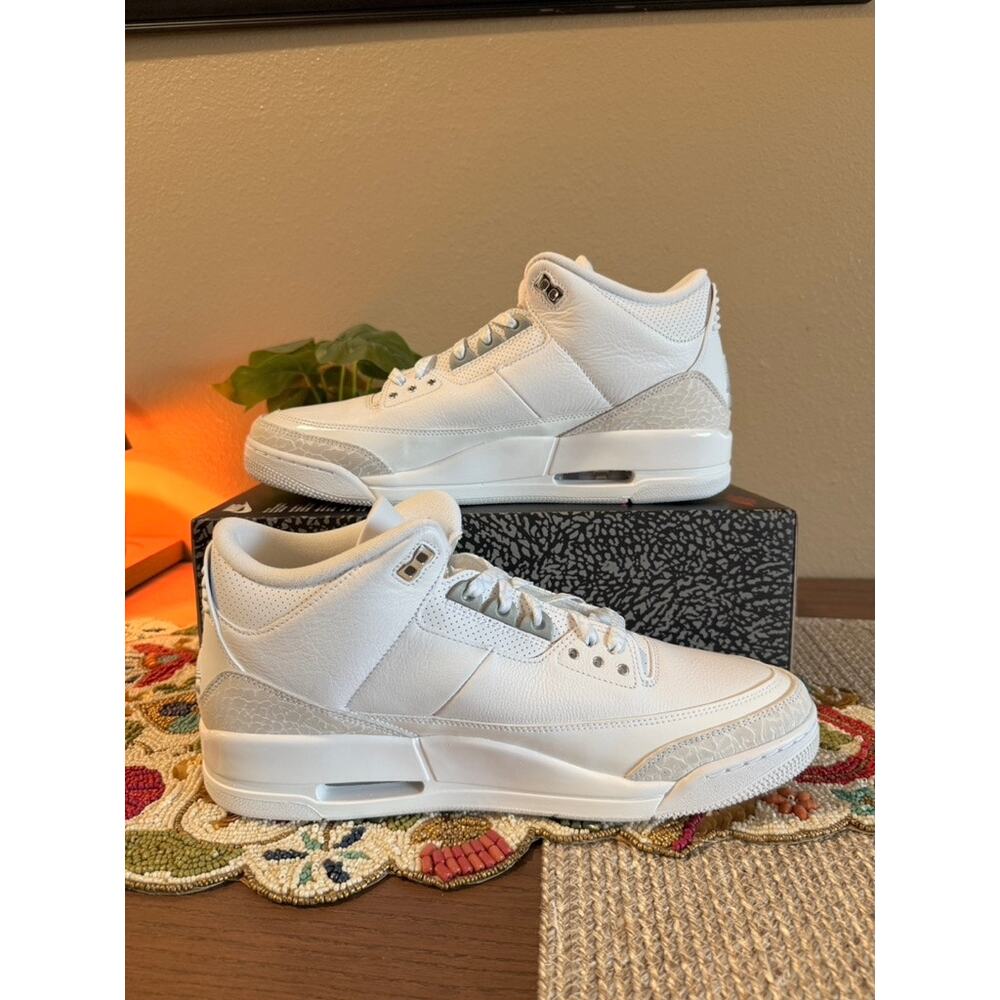 Jordan 3 Retro Pure Money 2025 White Metallic Silver Craft Ivory CT8532 111 - Picture 2 of 9